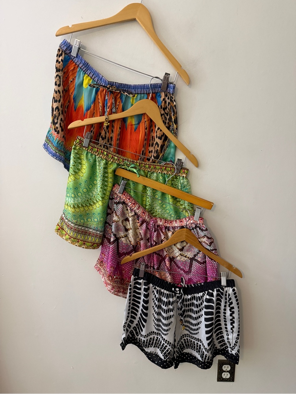 Festival Shorts Ranees silk Printed Elastic Waist - Multicolor BUNDLE